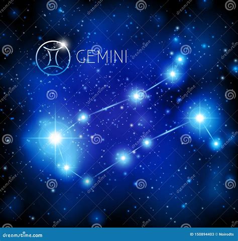 Abstract Space Background with Stars and Gemini Constellation Stock ...