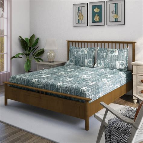 Buy SWAYAM Ananda Cotton 210TC Printed 3Pcs Queen Bedsheet Set from ...