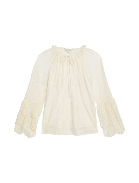 Buy Lace Embroidered Tie Neck Blouse at Marks & Spencer