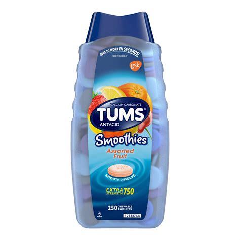 Tums Smoothies Assorted Fruit Flavor Chewable Tablets, 250 ct. | BJ's ...