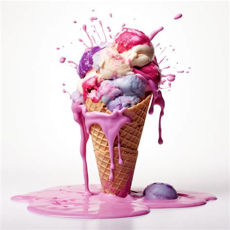 Premium AI Image | melting ice cream on a white background