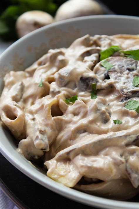 Vegetarian Beef Stroganoff - Baking You Happier