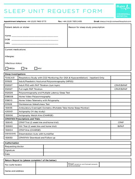 Fillable Online Sleep Unit Request Form Fax Email Print - pdfFiller