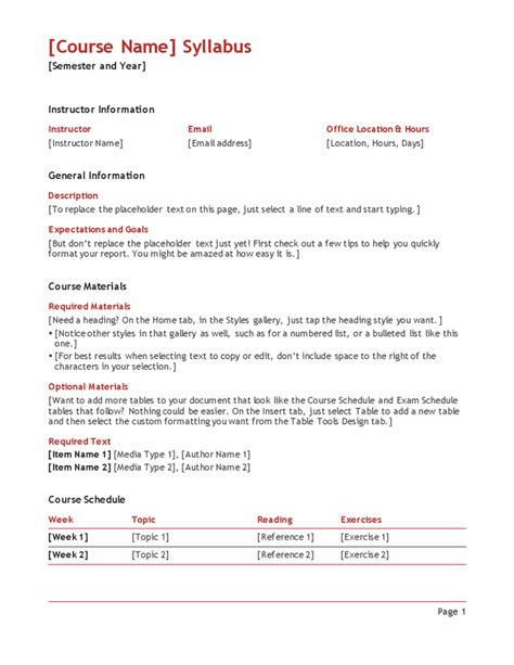 Image result for Syllabus Examples