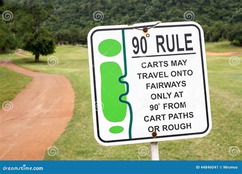 The Sign of Golf Rule, 90 Degree Rule in Golf Course Thailand. Stock ...