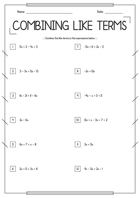 13 Combining Like Terms Worksheet Answer Key - Free PDF at worksheeto.com