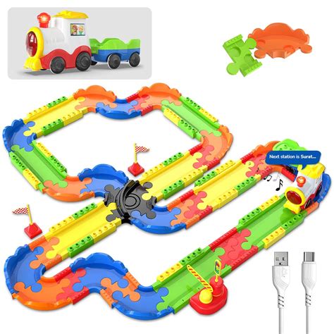 MIRANA MEDIUM BLOCK RIDER TOY TRAIN SET WITH COLORFUL & MULTIPLE TRACK ...