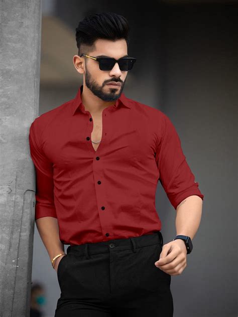Maroon Cotton Regular Fit Shirt – Zabolo