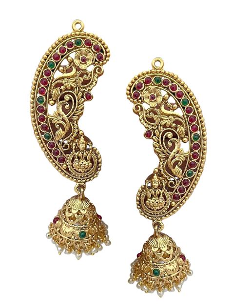 Buy OOMPH Multi-Color Laxmi Design with Kemp Sear Cuff Earrings Online