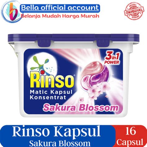 Jual Rinso Kapsul 3 in 1 Dertergen laundry Sakura Blossom 16 Kapsul ...