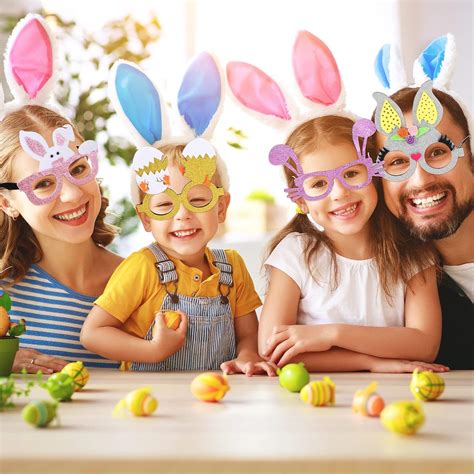 Buy Hungdao 12 Pcs Felt Easter Glasses Easter Egg Glasses Frame Bulk ...
