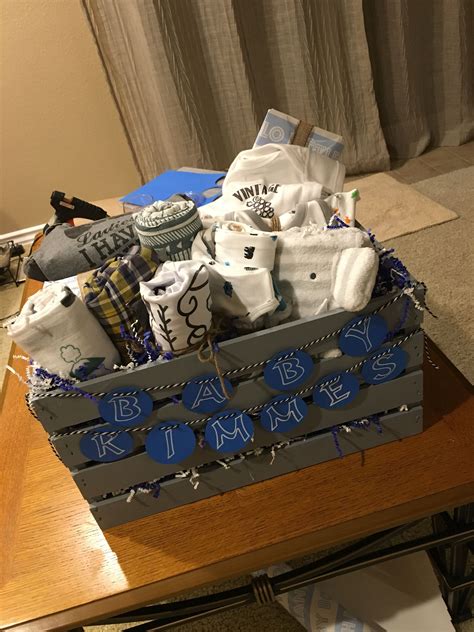 Baby shower gift basket I made! It's great because the crate can be ...