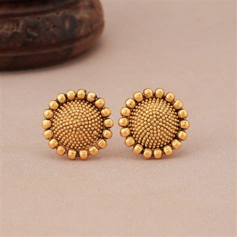 Cute plain antique gold stud | Free Cod – smarsjewelrys