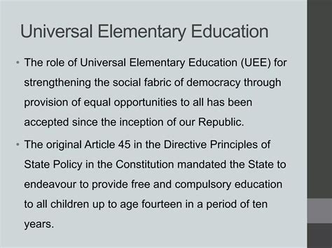 Universal elementary education India | PPT