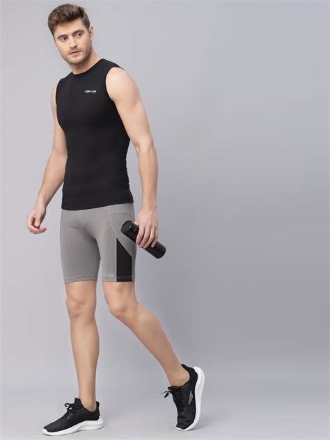 JUMP USA Men Wild Grey Rapid Dry-Fit Solid Training Short Tights