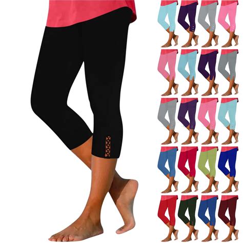 QATAINLAV Capri Leggings for Women Tummy Control Knee Length Cropped ...