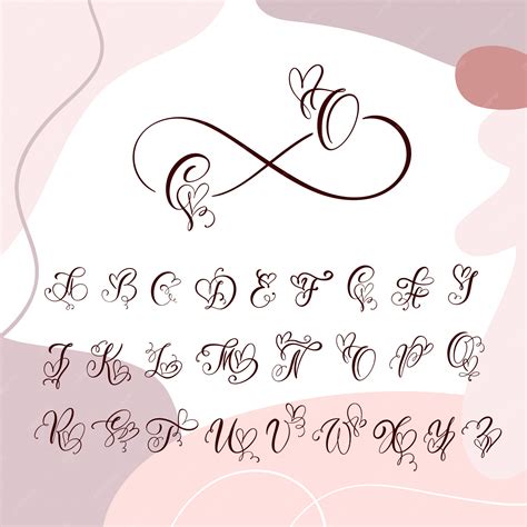 Premium Vector | Handwritten heart calligraphy monogram alphabet ...