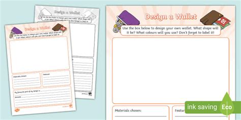 Design a Wallet Activity Sheet (teacher made) - Twinkl