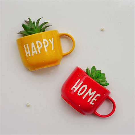 Happy Home | Ceramic Wall Planter | Table Accessory | Personalised Gif ...