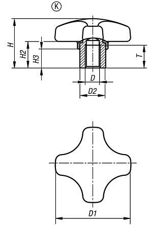 Palm grips, plastic, visually detectable with protruding steel bush ...