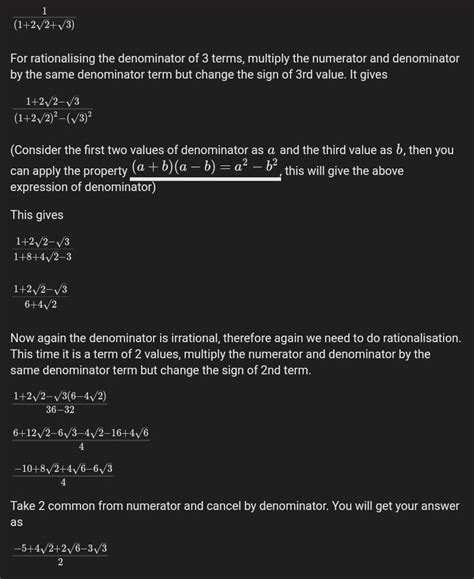 Simplify 1/1+2√2-√3 - Brainly.in