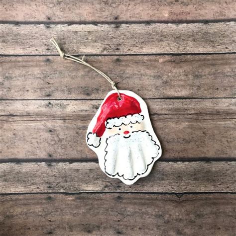 Handprint Santa Christmas Ornament in Ceramic Hand Mold Kit by Mail - Etsy