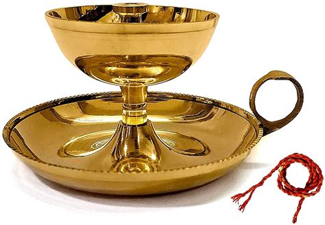 Buy SATVIK Brass Aarti Akhand Diya Metal Diya with Handle Handheld ...