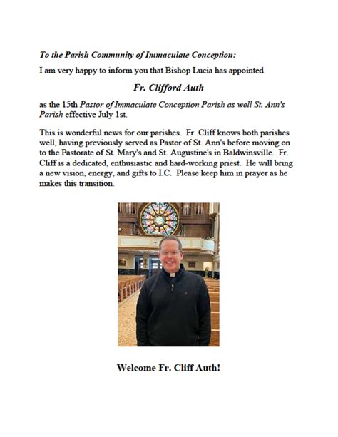 Fr Cliff – Immaculate Conception Parish