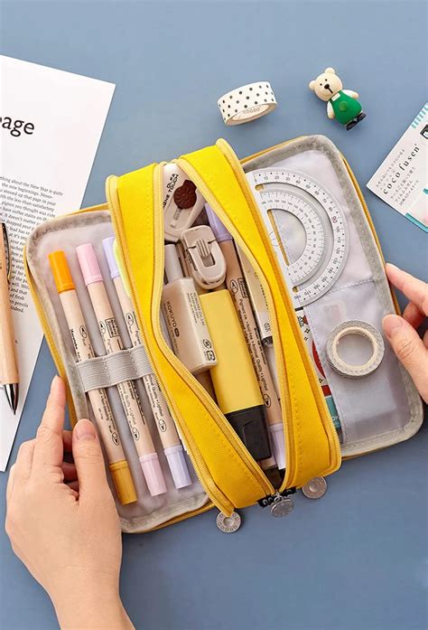 Buy Large Capacity Pencil Case Cute Pencil Pouch 3 Compartments Big Pen ...
