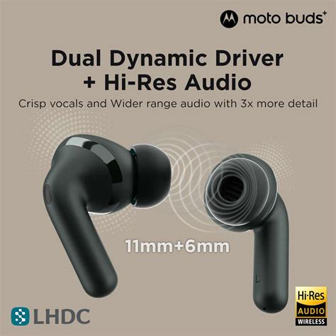 moto buds+|Sound by Bose, Dual Dynamic Drivers, 48dB ANC, Dolby Head ...
