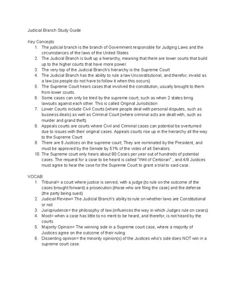 Judicial Branch Study Guide - The judicial branch is the branch of ...