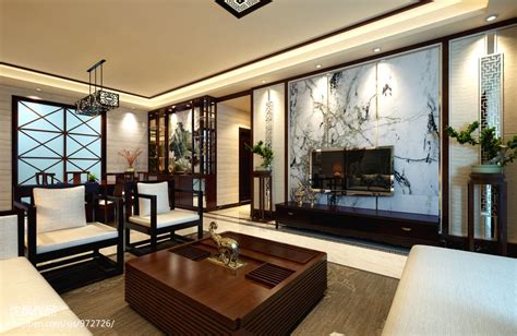 新中式小型客厅装修效果图 – 设计本装修效果图