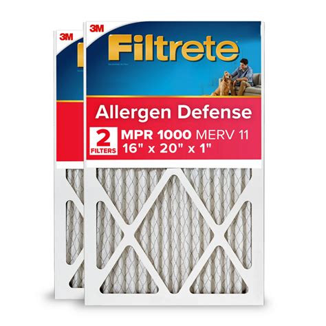 Filtrete 16x20x1 Air Filter, MPR 1000 MERV 11, Allergen Defense, 2 ...