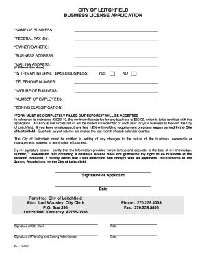 Fillable Online leitchfield ky *NAME OF BUSINESS: Fax Email Print ...