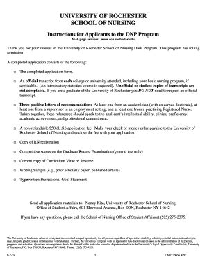 Fillable Online son rochester DNP - University of Rochester School of ...