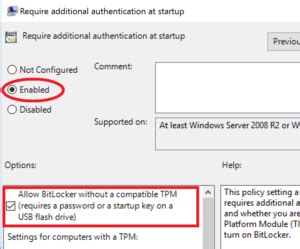 Image result for Allow BitLocker without a Compatible TPM