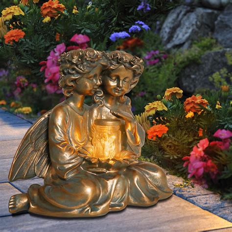 Amazon.com : Angel Statue for Garden - Angel Figurine Holding Solar Jar ...