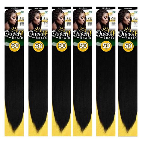 Amazon.com : Queen B Braiding Hair Pre Stretched 50" Color 1B (6 packs ...
