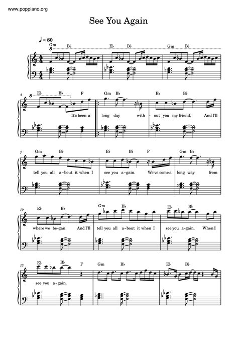 Wiz Khalifa, Charlie Puth-See You Again - Fast & Furious 7 琴譜pdf-香港流行鋼琴 ...
