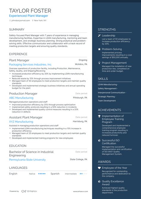 5 Plant Manager Resume Examples & Guide for 2023