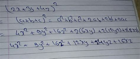 solve using identities: (2x+3y+4z)2 - Brainly.in