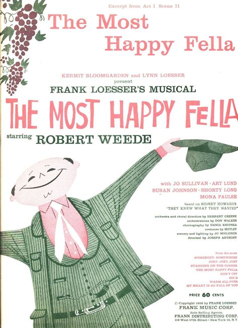 THE MOST HAPPY FELLA SHEET MUSIC FROM ACT 1 SCENE 2 PIANO/VOCAL 1956 ...