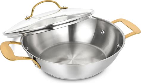 Michelangelo Stainless Steel Kadai, 24cm/ 2.5 litres Steel Kadai with ...