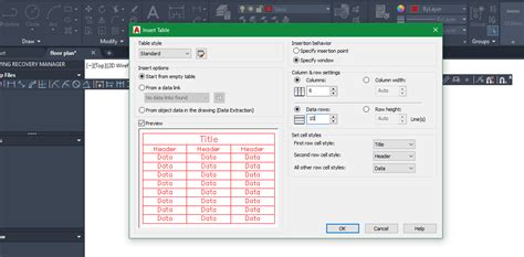 Insert Table AutoCAD 的图像结果