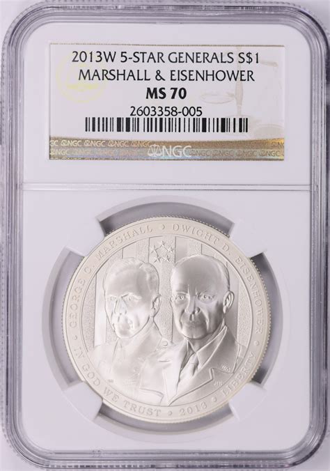 2013-W 5 Star Generals Silver Dollar Marshall and Eisenhower NGC MS-70 ...