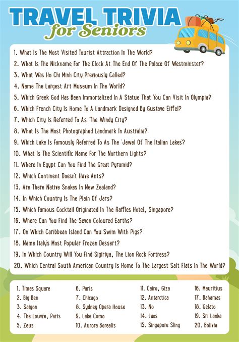 Travel Games For Seniors - 10 Free PDF Printables | Printablee