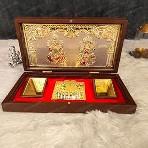 Buy Prabhuras Laxmi Ganesh Idol Set Premium Gold Silver Coated ...