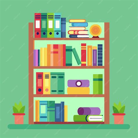 Kids bookshelf clip art and Vector Design With a White Background ...
