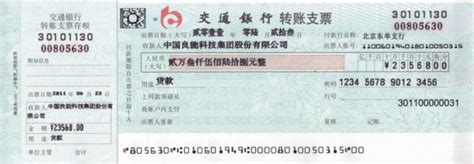 中国银行转账支票模板