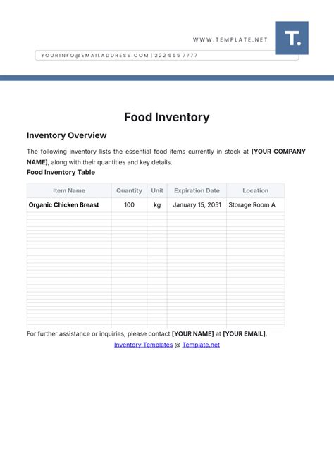 Free Concession Stand Inventory Template to Edit Online